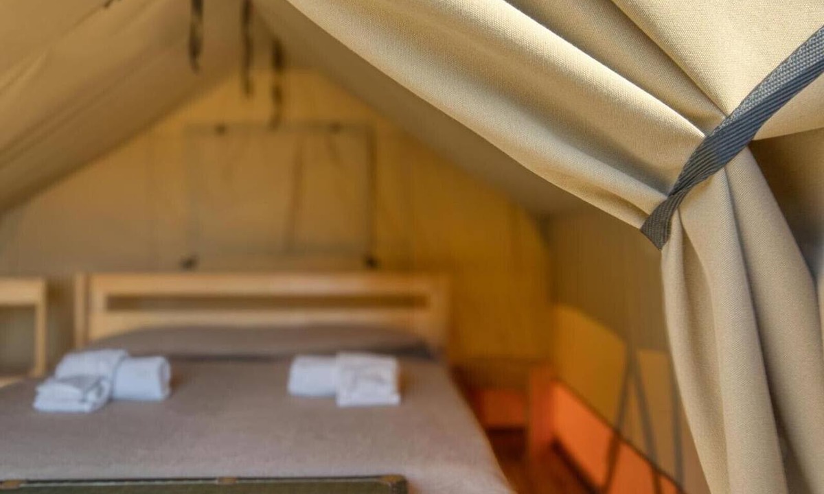 Manduria RV Rental | Caravan 'Masseria Prisuti - Maestrale Tent' with shared pool, Wi-Fi, and air conditioning