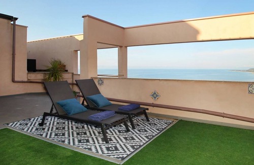 Santo Stefano di Camastra Apartment | Sea view penthouse with terrace and heated spa