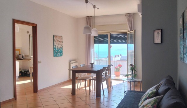 A 125-square-meter apartment with a balcony where you can relax while gazing out at the sea