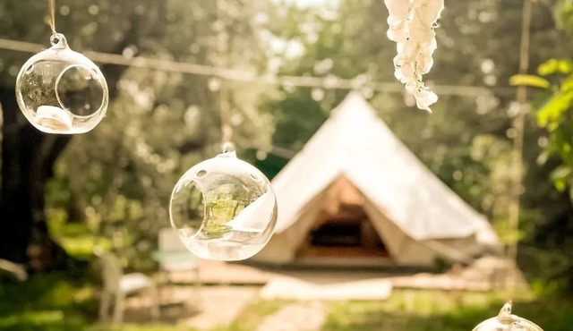 Boho Bell Tent for Couples | Olive Grove & Hanging Chair, Calabria