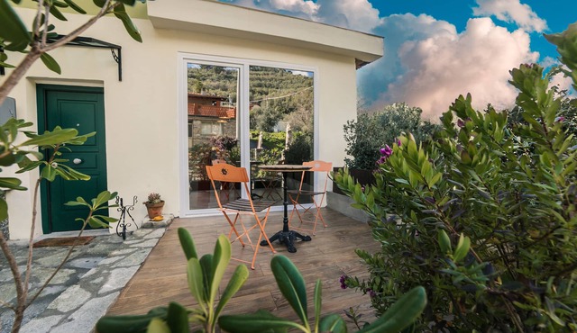 Design apartment on the ground floor of a villa in a typical Ligurian village,