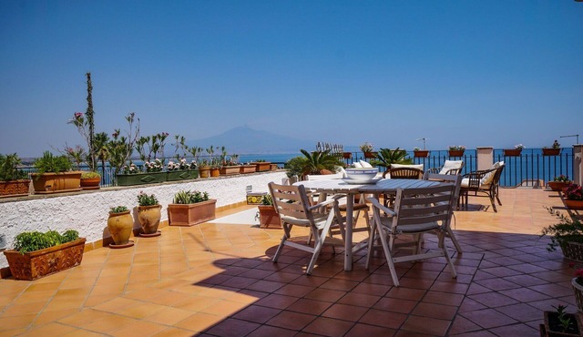 Stunning view on the Etna Volcano in a village with private beaches