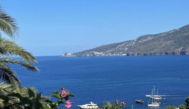 Villa nestled in the green in Salina, with beautiful views of Lipari.